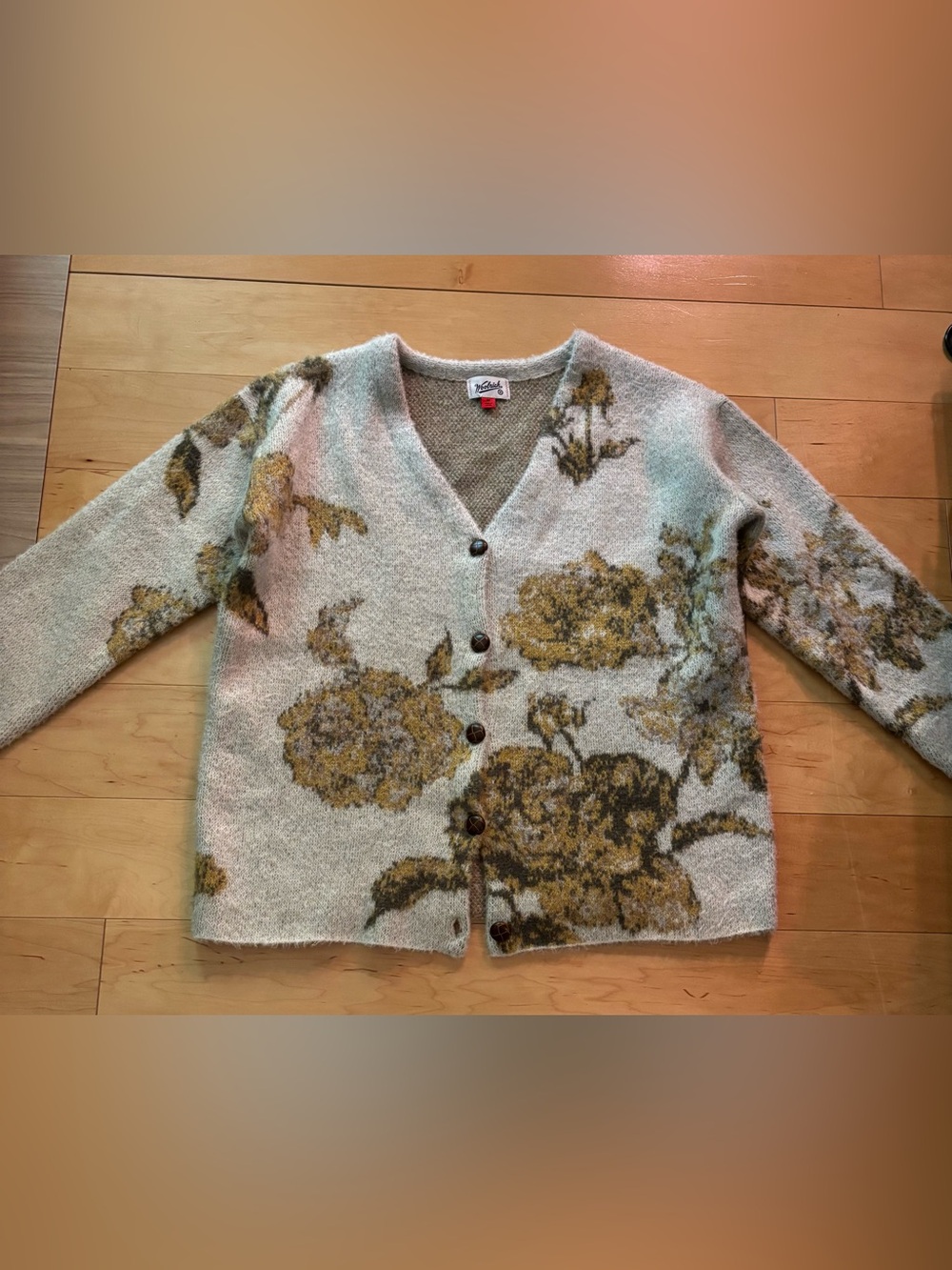 Woolrich x Target Fall Cream Floral Button-Front Sweater Cardigan Medium